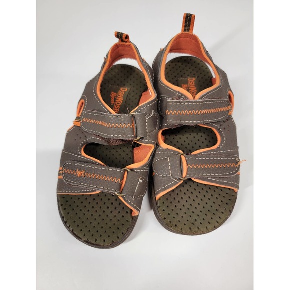 Oshkosh Toddler quick close strap Sandals. Brown/Orange size 11.5-12 - Picture 2 of 9